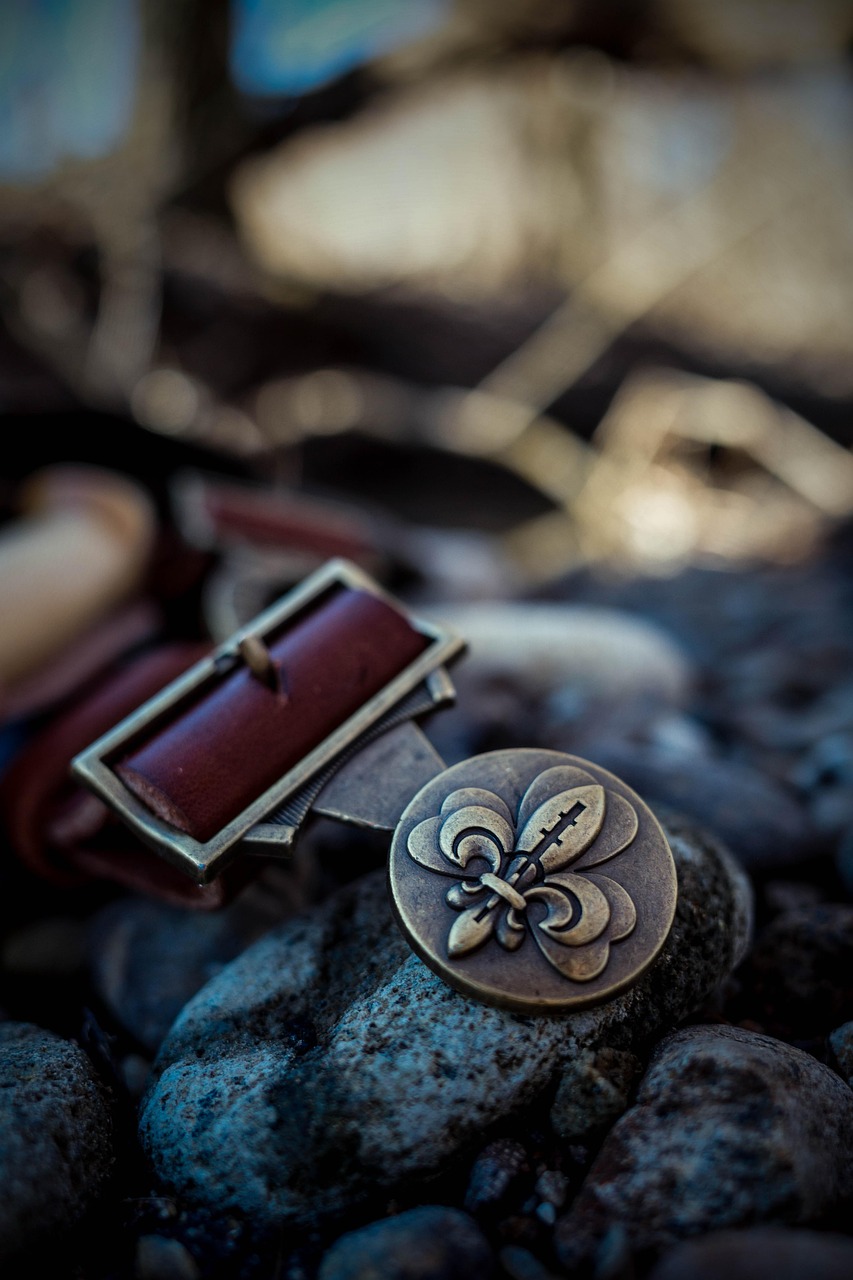 scout, badge, belt, appreciation, stones, nature, forest, bush craft, wilderness